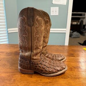 Kids Horse Power Brown Western Cowboy Boots Nile print size 5